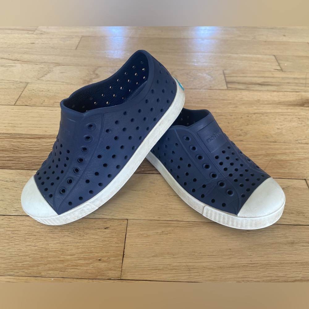 Native Shoes Blue and White Water Shoes Slip-On Perforated Design